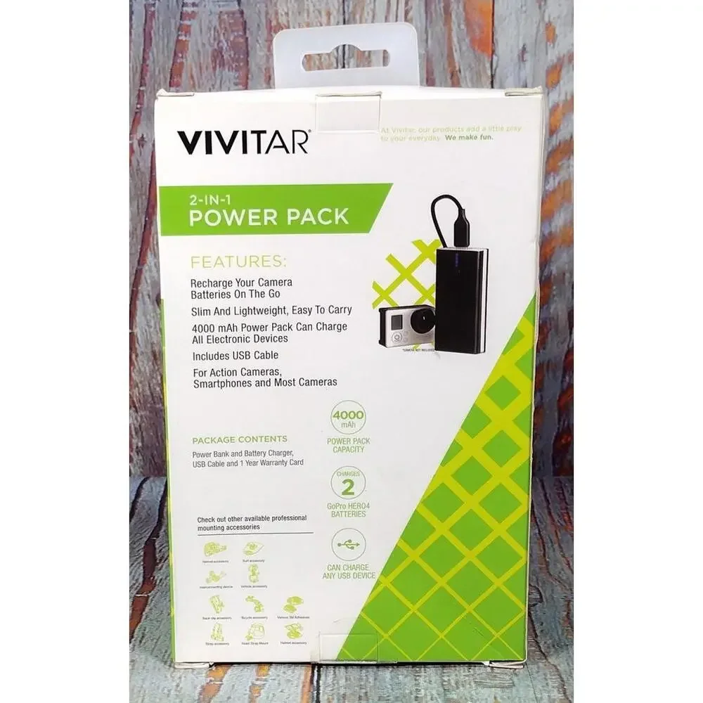 Vivitar Adventure On 2-in-1 Power Pack for GoPro HERO4 and USB Devices‎